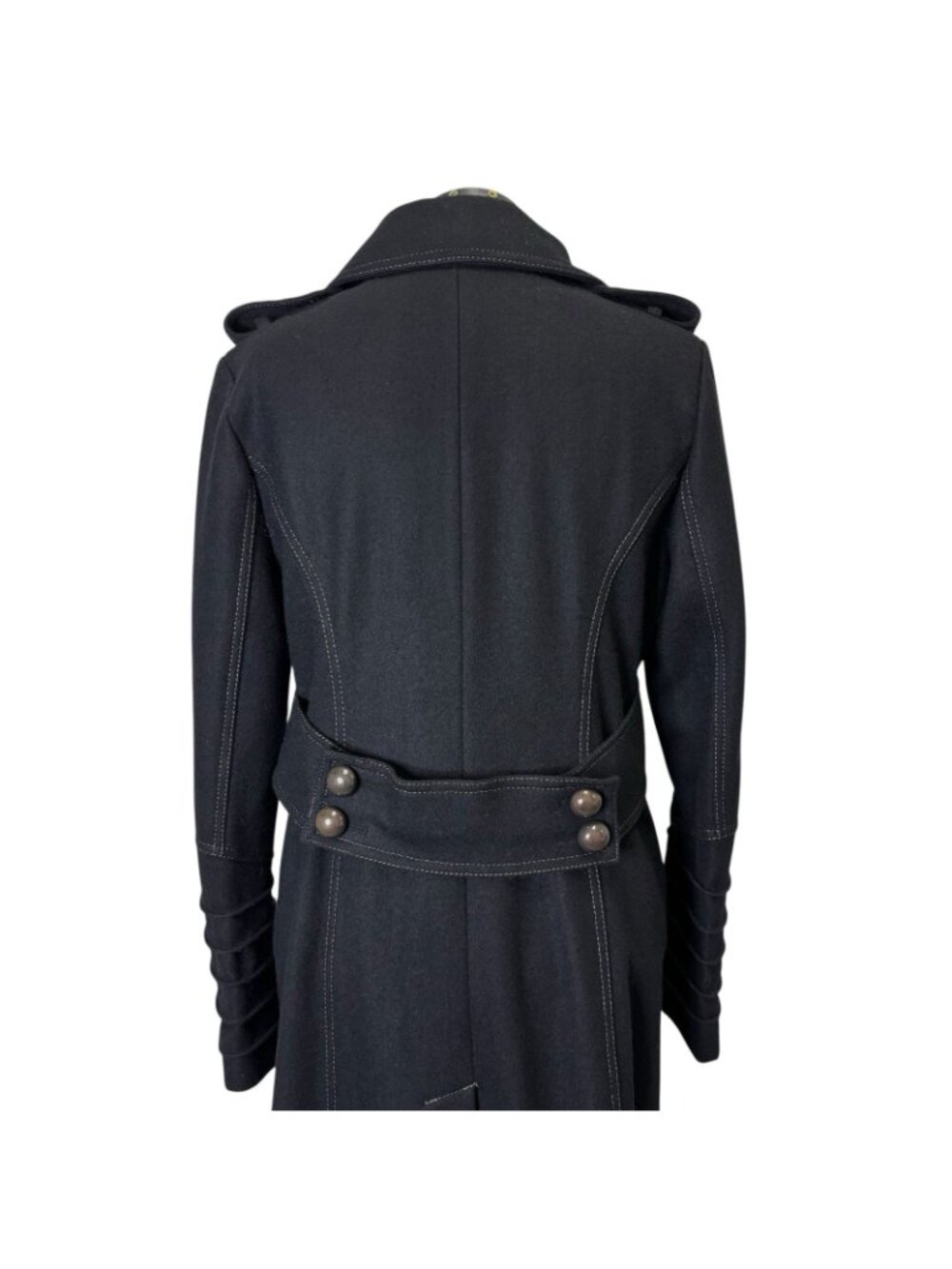 Vintage Y2K JLO Jennifer Lopez Double Breasted Military Wool Duster Trench Coat - Picture 6 of 11